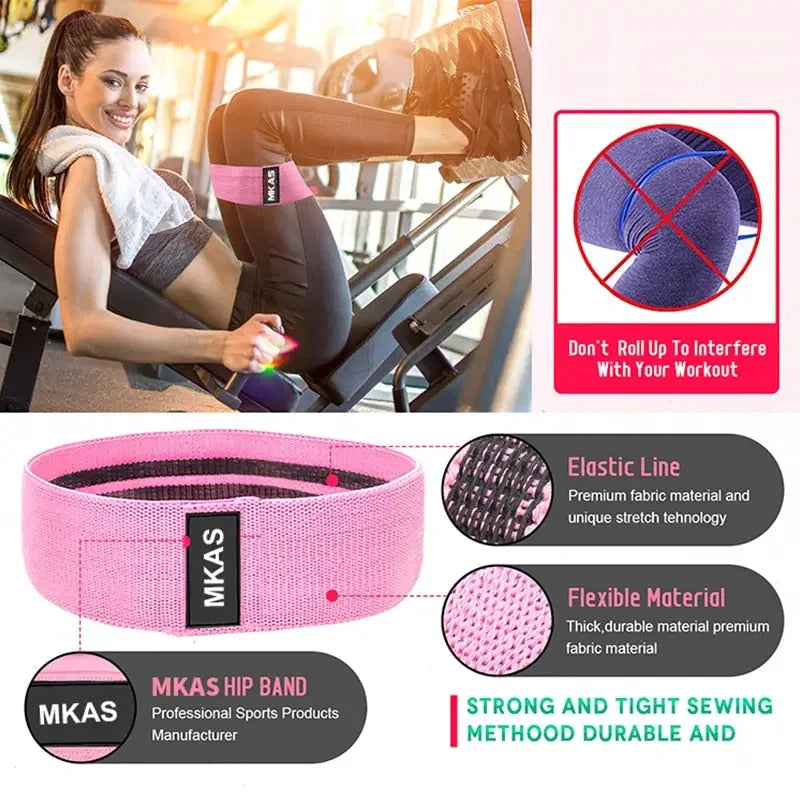 Resistance Bands 3-Piece For Leg Thigh, Butt Squats, Glutes