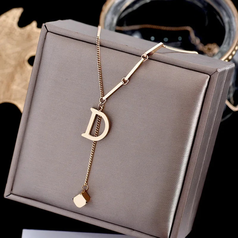 Elegant D Charm Necklace