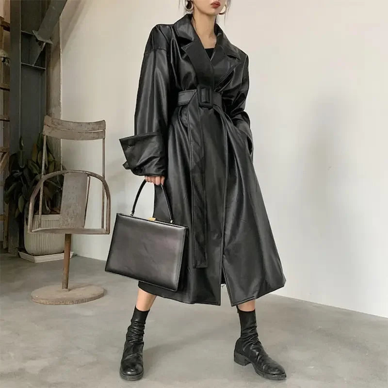 Chic Fall Long Sleeve Leather Jacket