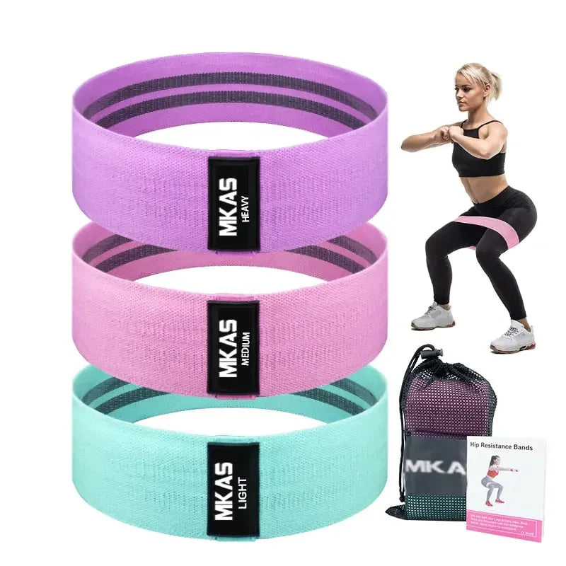 Resistance Bands 3-Piece For Leg Thigh, Butt Squats, Glutes