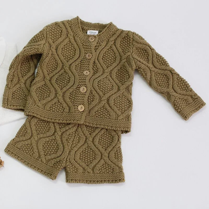 Toddler Baby Boys Girls Clothing Sets Fall Winter Cardigan Sweater+Shorts Infant Baby Girls Boys Knit Suit Korean Style