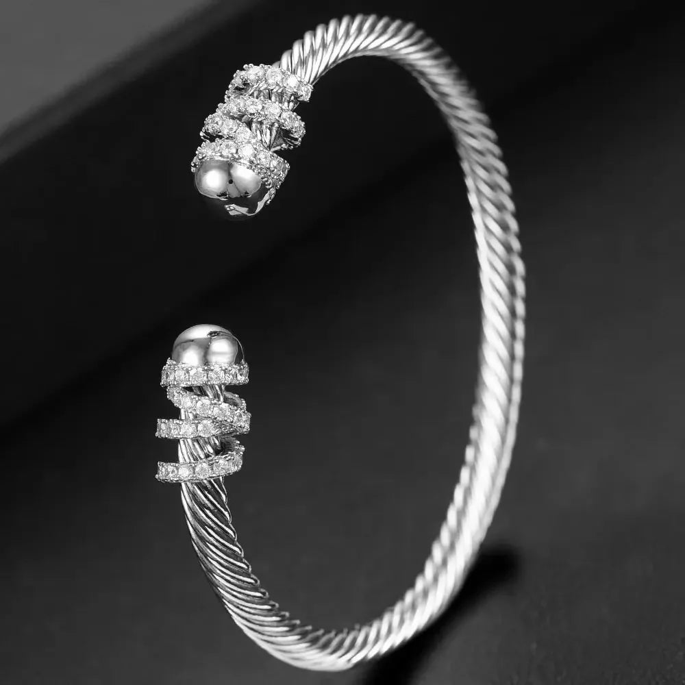 Missvikki Original design Stackable Bangle For Women Bridal Wedding Cubic Zircon OPen Bangle Dubai Bracelet Party Jewelry