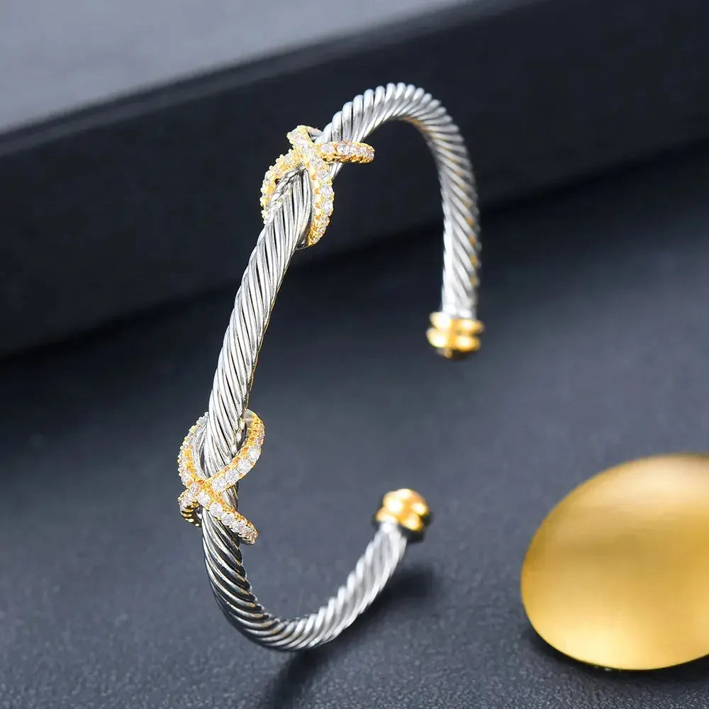 Missvikki Original design Stackable Bangle For Women Bridal Wedding Cubic Zircon OPen Bangle Dubai Bracelet Party Jewelry