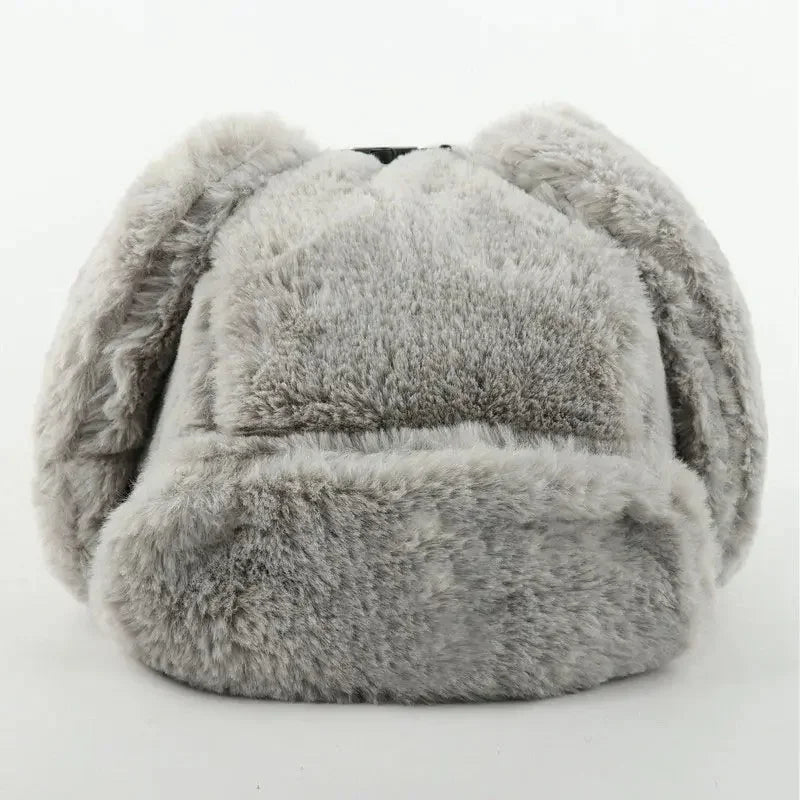 CAMOLAND Women Winter Hats Warm Faux Fur Bomber Hat For Men Soviet Army Military Badge Caps Male Thermal Earflap Cap Russia Hat