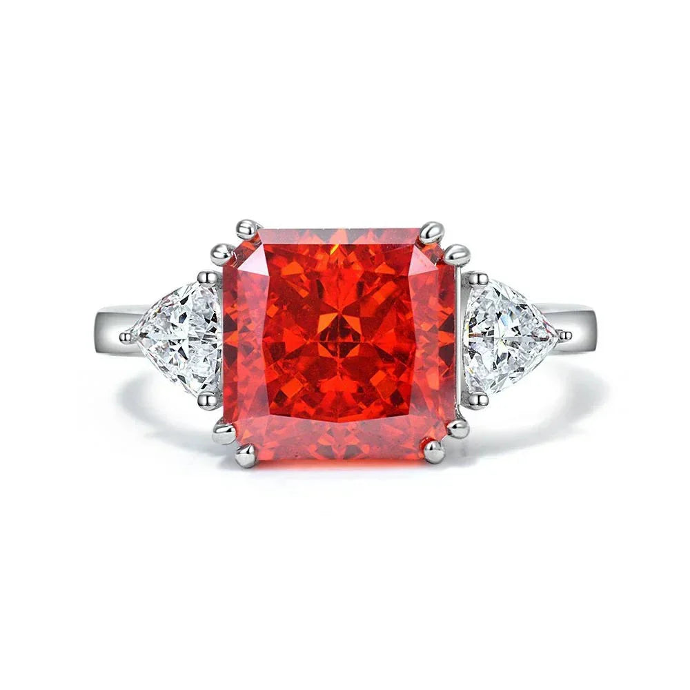 925 Sterling Silver 5CT G Color Lab Sapphire Gemstone Wedding Engagement Cocktail Ring