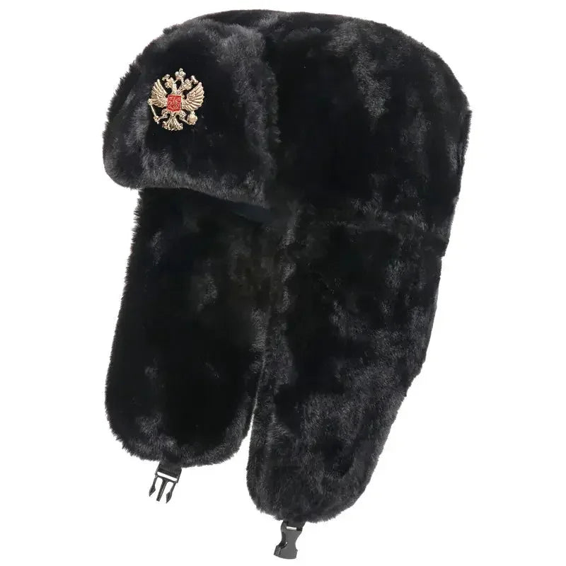 CAMOLAND Women Winter Hats Warm Faux Fur Bomber Hat For Men Soviet Army Military Badge Caps Male Thermal Earflap Cap Russia Hat