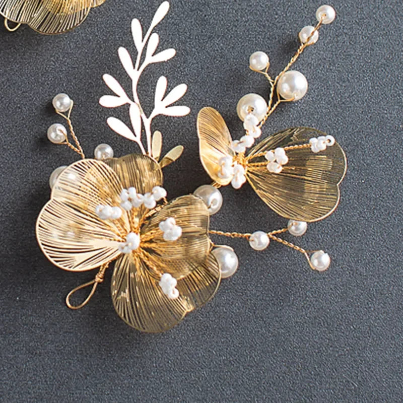 Flower Hairband Bridal Hair Jewelry Pearl Crystal Headband Elegant Birthday Party Tiara Crown Wedding Hair Accessories For Women
