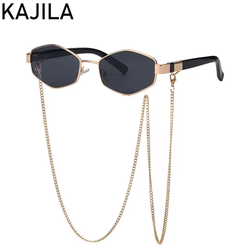 Hexagon Sunglasses With Chain