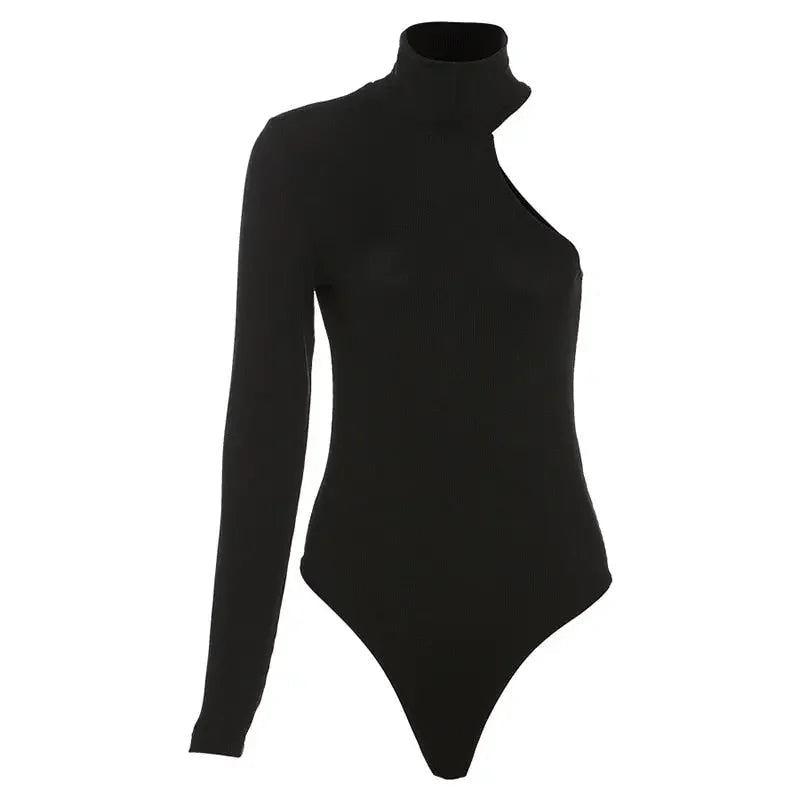 One Shoulder Black Bodysuit