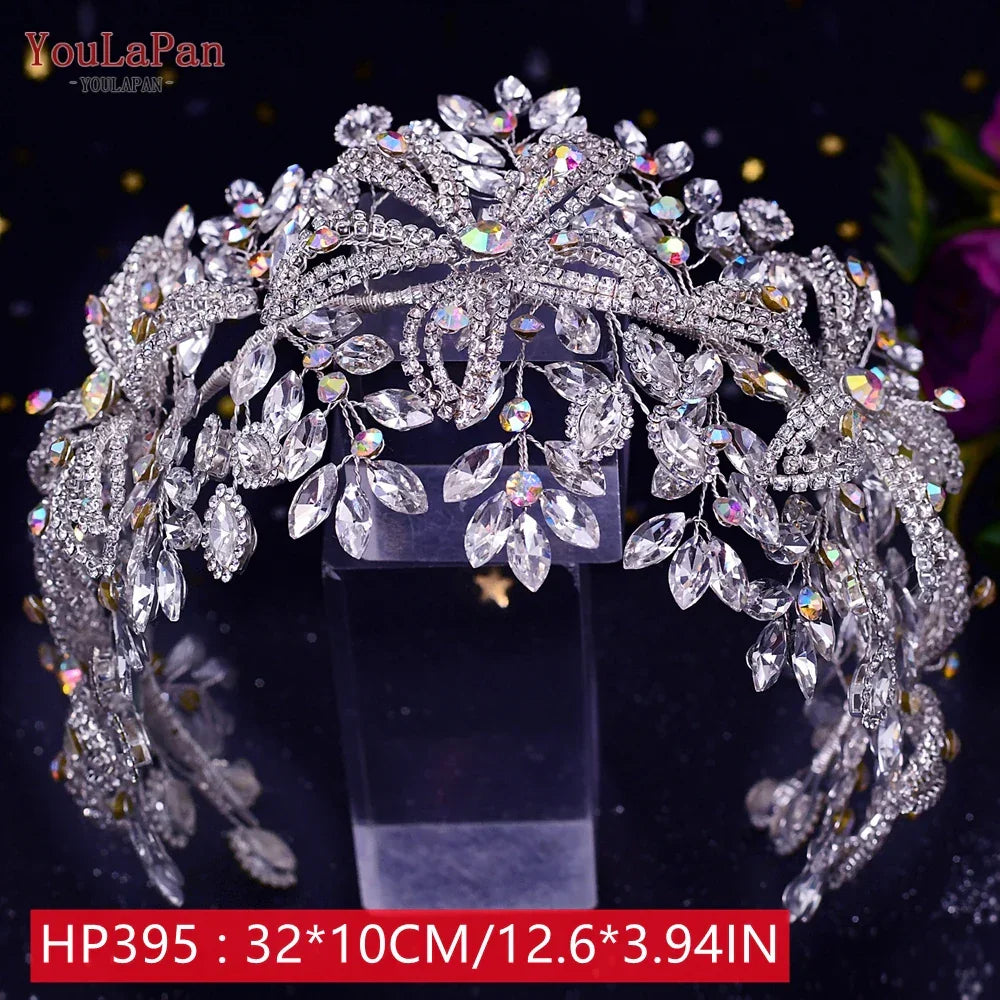 TOPQUEEN Wedding Headband Hair Jewelry Luxury Bride Headdress Hair Accessories Rhinestone Wedding Head Piece Woman Tiara HP240
