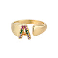 Rainbow Zircon Letter Rings For Women Fashion Chunky Wide Letter A-Z Stainless Steel Ring Wedding Boho Jewelry Gift 2024