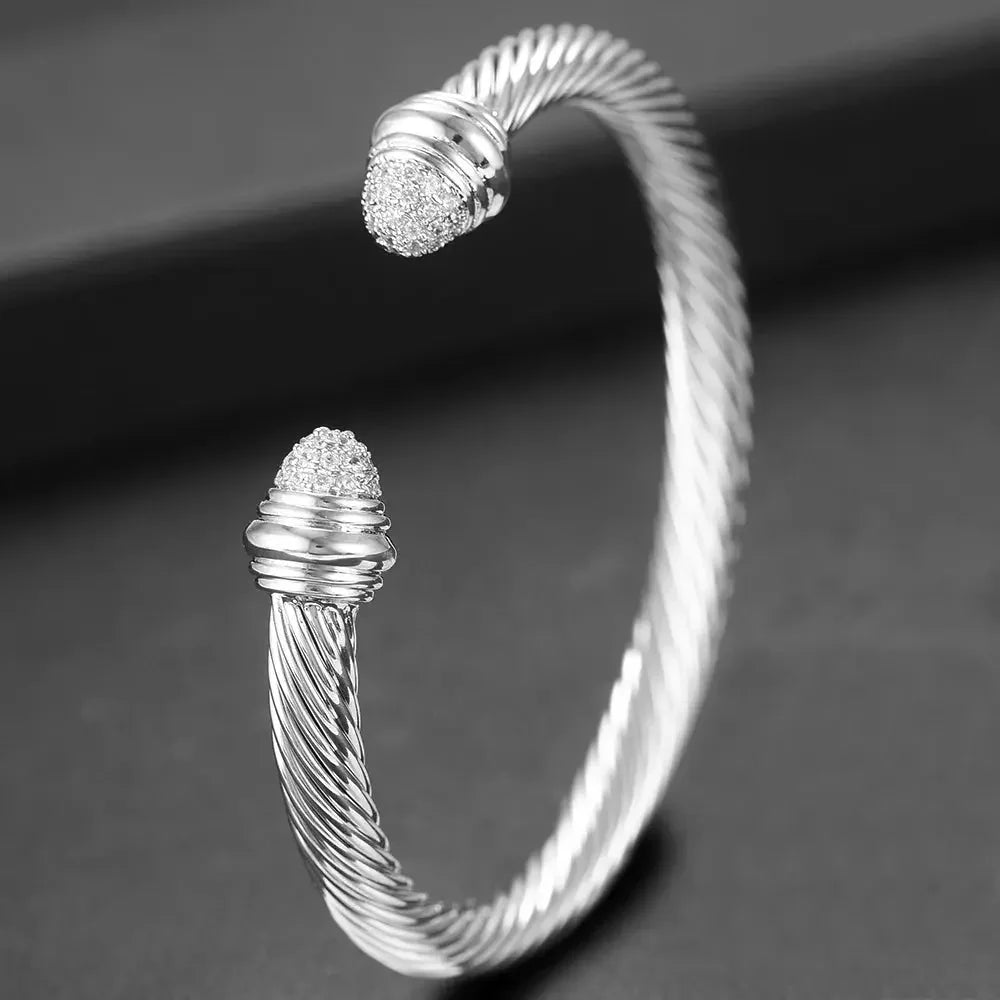Missvikki Original design Stackable Bangle For Women Bridal Wedding Cubic Zircon OPen Bangle Dubai Bracelet Party Jewelry