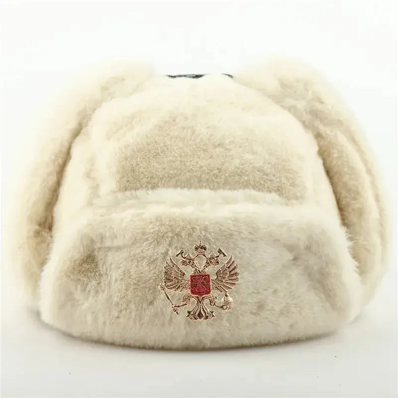 CAMOLAND Women Winter Hats Warm Faux Fur Bomber Hat For Men Soviet Army Military Badge Caps Male Thermal Earflap Cap Russia Hat
