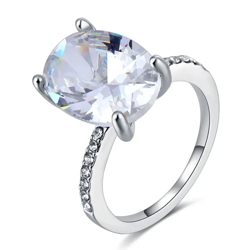 Fashion Crystal Heart Shaped Wedding Rings Women's Zircon Engagement Rings Glamour Jewelry
