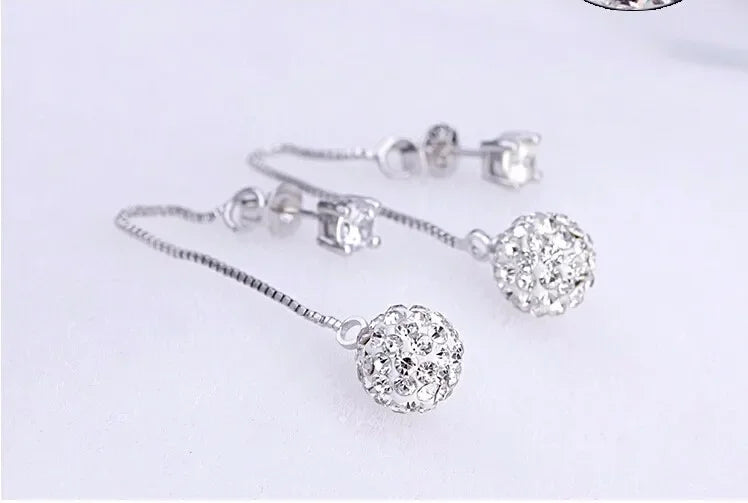 925 Sterling Silver Long Drop Earrings