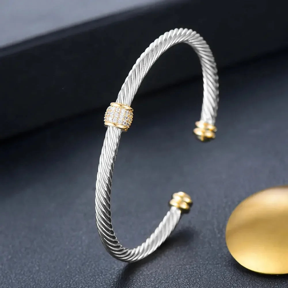 Missvikki Original design Stackable Bangle For Women Bridal Wedding Cubic Zircon OPen Bangle Dubai Bracelet Party Jewelry