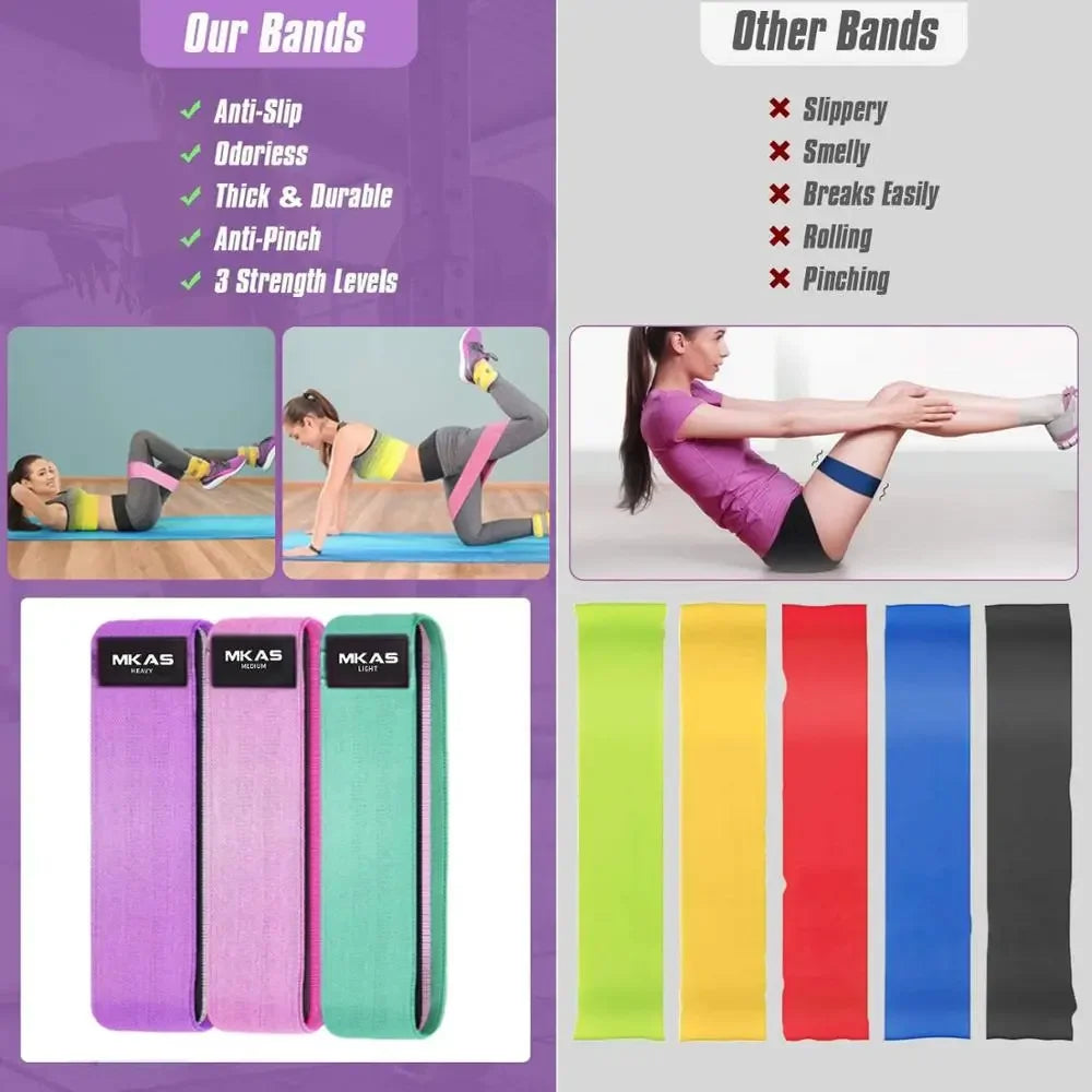 Resistance Bands 3-Piece For Leg Thigh, Butt Squats, Glutes