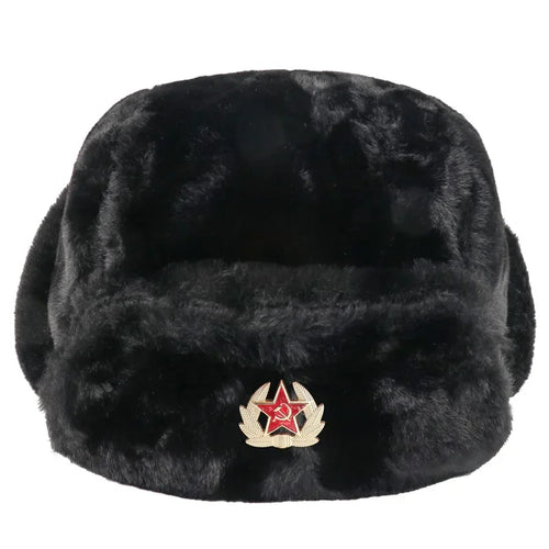 CAMOLAND Women Winter Hats Warm Faux Fur Bomber Hat For Men Soviet Army Military Badge Caps Male Thermal Earflap Cap Russia Hat