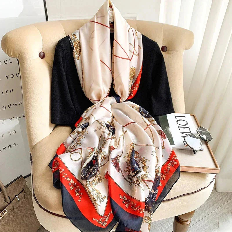180*90cm Luxury Brand Women Summer Silk Scarves Shawl Lady Wrap Soft Female Europe Designer Beach Bandanna foulard muffler pareo