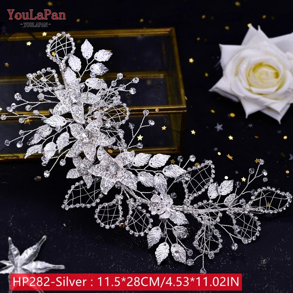 TOPQUEEN Wedding Headband Hair Jewelry Luxury Bride Headdress Hair Accessories Rhinestone Wedding Head Piece Woman Tiara HP240