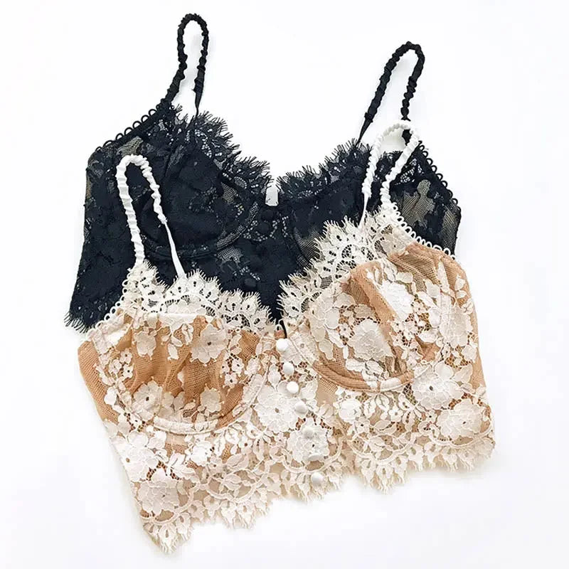 French Lace Flower Embroidery Bralette