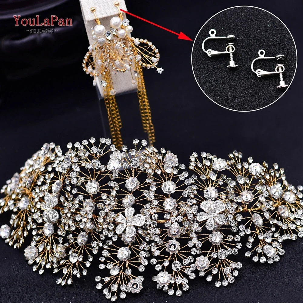 TOPQUEEN Wedding Headband Hair Jewelry Luxury Bride Headdress Hair Accessories Rhinestone Wedding Head Piece Woman Tiara HP240
