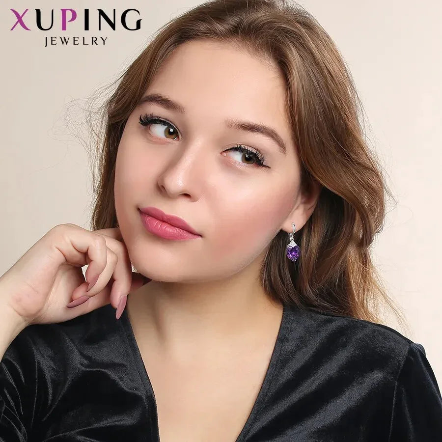 Xuping Jewelry Fashion Luxury Women Drop Earrings with Synthetic Cubic Zirconia for Valentine's Day Gift 27656