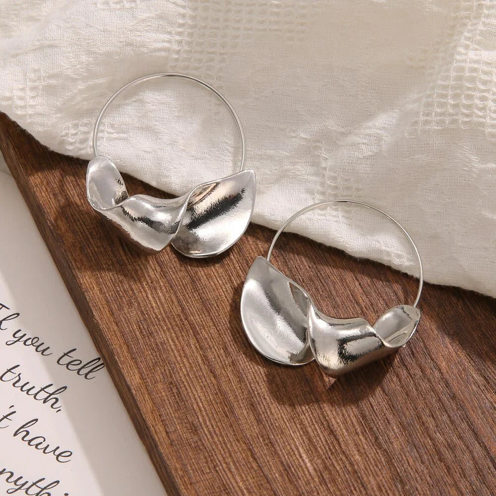 Vintage Metal Flower Statement Earrings