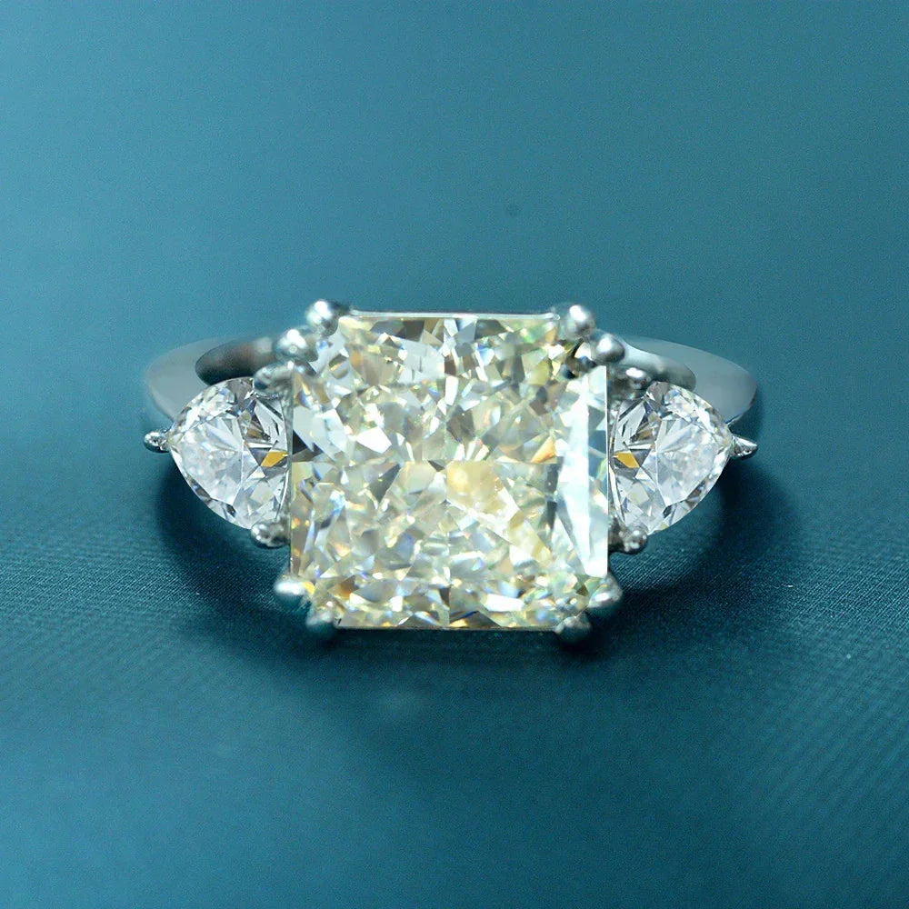 925 Sterling Silver 5CT G Color Lab Sapphire Gemstone Wedding Engagement Cocktail Ring