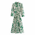 Beach Style Green Floral Dress
