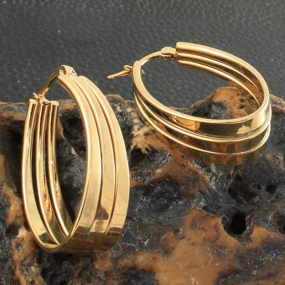 Newest Gold Color Fashion Stainless Steel Jewelry Simple Hoop Earrings Personality Bijoux En Acier Inoxydable Femme EFGZCBEP