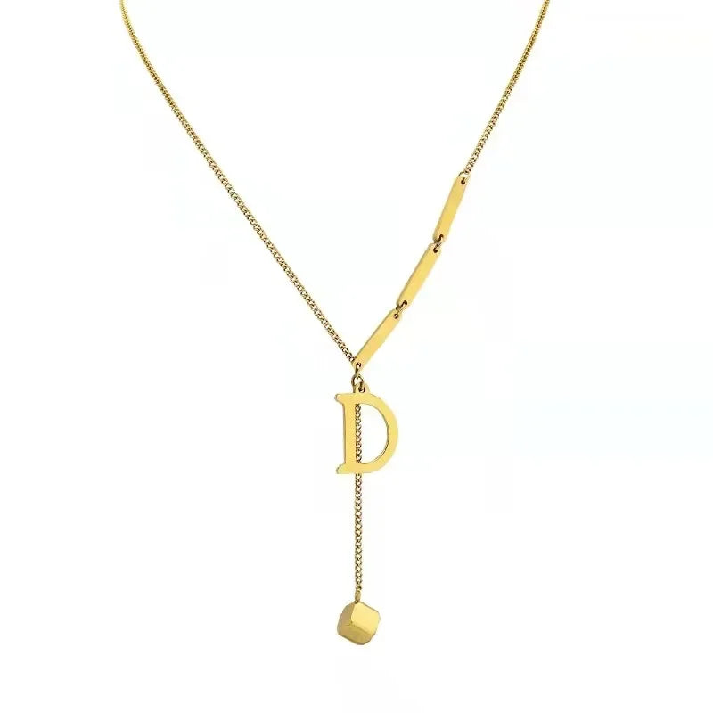 Elegant D Charm Necklace