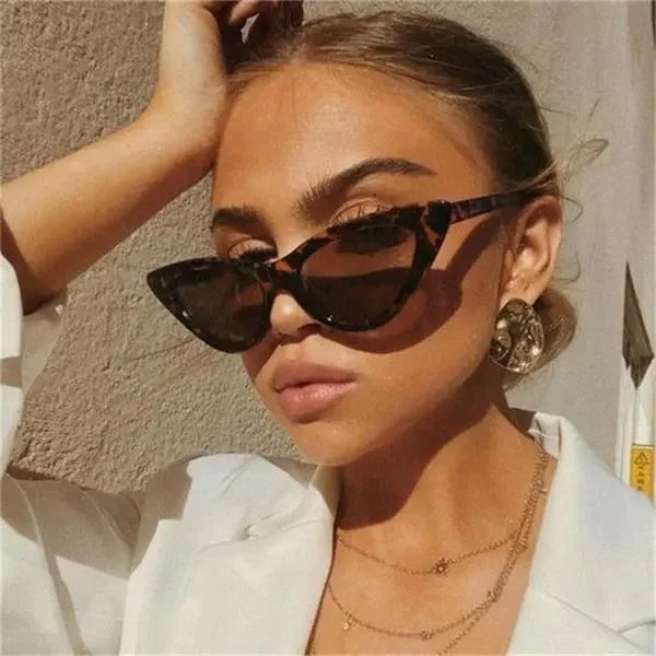 Cat Eye Fashion Sunglasses Women Vintage small Leopard Triangle Sunglasses Retro Female Eyewear UV400 Brand Designer Retro