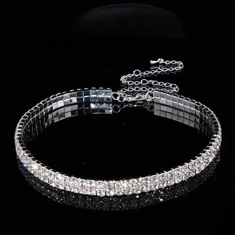 New Designed Luxury Jewelry For Women Bridal Wedding Party Prom Stretch Rhinestone Crystal Choker Necklace Elastic Cord Elegant