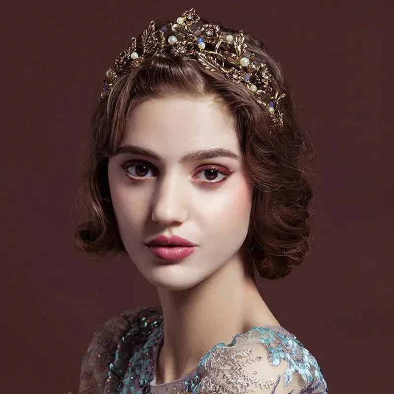 Vintage Baroque Bridal Wedding Tiaras and Crowns Women Bride Pageant Prom Hair Ornaments Wedding head Jewelry Accessories