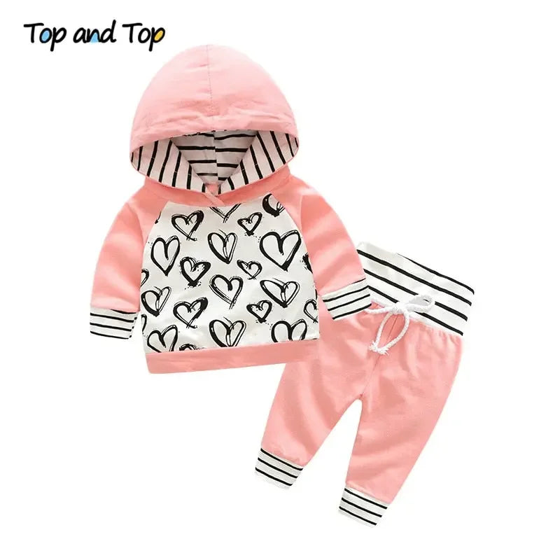 LUX BABY Hooded Sweatshirt & Striped Pants 2pcs Outfit