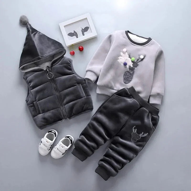 Winter newborn velvet tops pullover sweatshirt vest jacket pants outfit