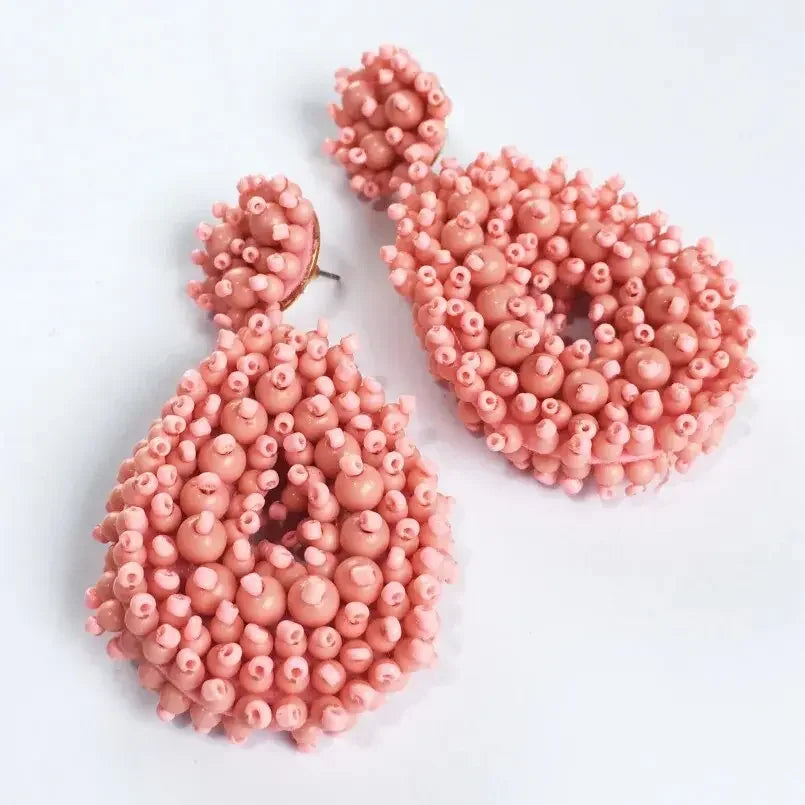 MANILAI Boho Fashion Beads Drop Earrings For Women Handmade Beaded Dangle Statement Earring Jewelry Gifts Wholesale