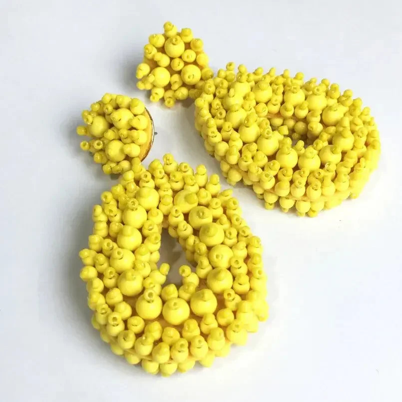 MANILAI Boho Fashion Beads Drop Earrings For Women Handmade Beaded Dangle Statement Earring Jewelry Gifts Wholesale