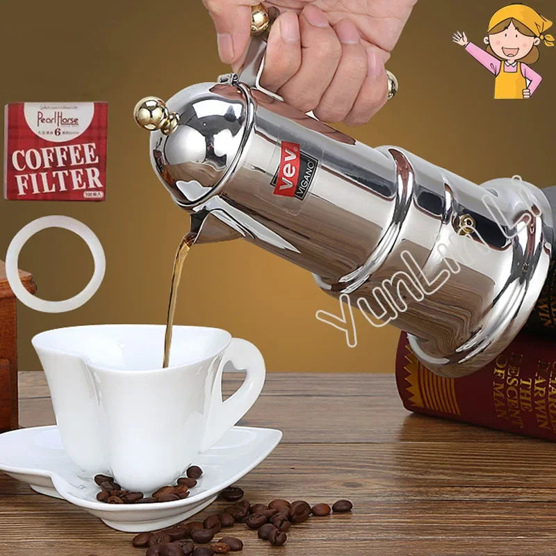 Italian Moka Pot Household Mocha Coffee Machine Stainless Steel Commercial Espresso Coffee Maker