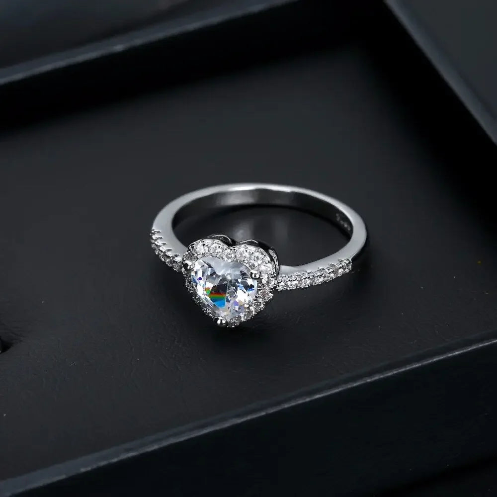 Fashion Crystal Heart Shaped Wedding Rings Women's Zircon Engagement Rings Glamour Jewelry
