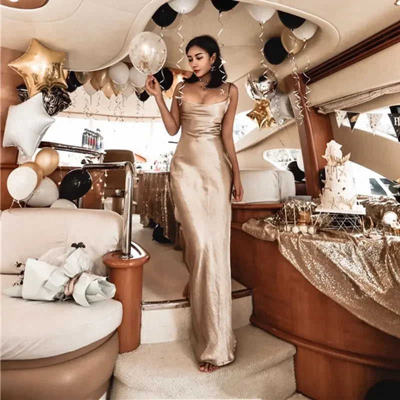 Casual Vintage Satin Midi Summer Dress