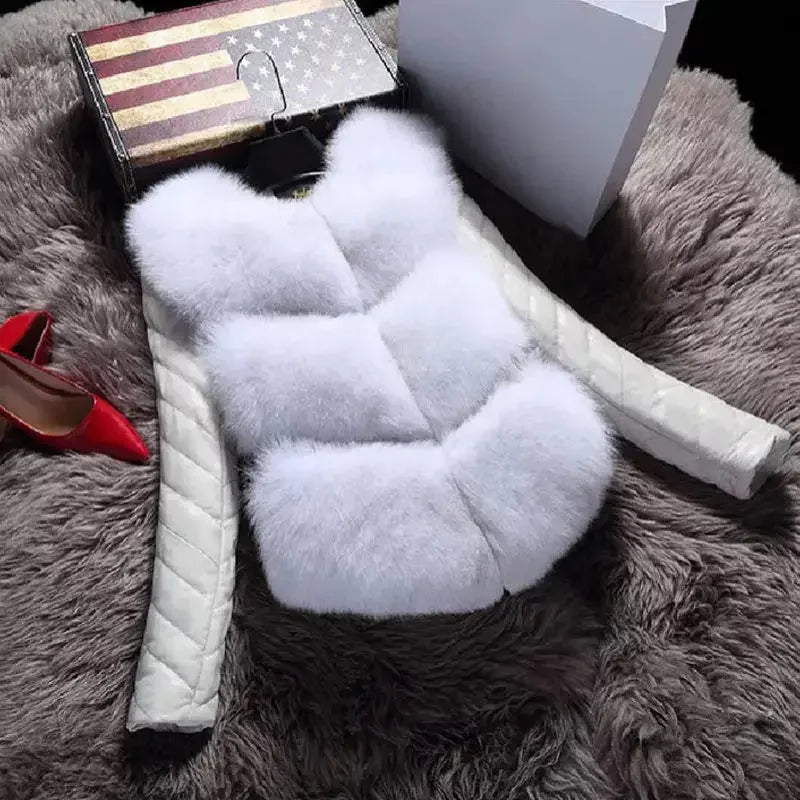 Naiveroo Fashion Autumn Winter Coat Thick Warm Women Faux Fox Fur Vest High-Grade Jacket Colete Feminino Plus Size 3XL