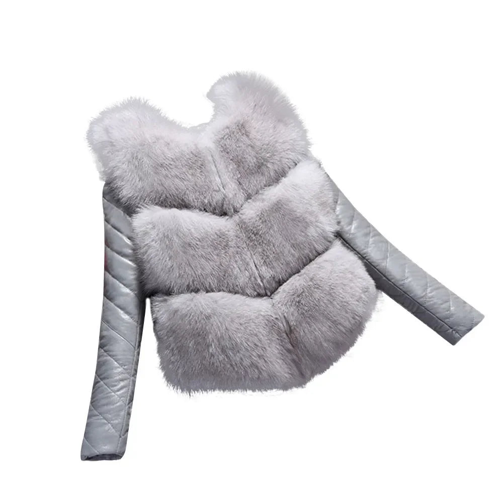 Naiveroo Fashion Autumn Winter Coat Thick Warm Women Faux Fox Fur Vest High-Grade Jacket Colete Feminino Plus Size 3XL