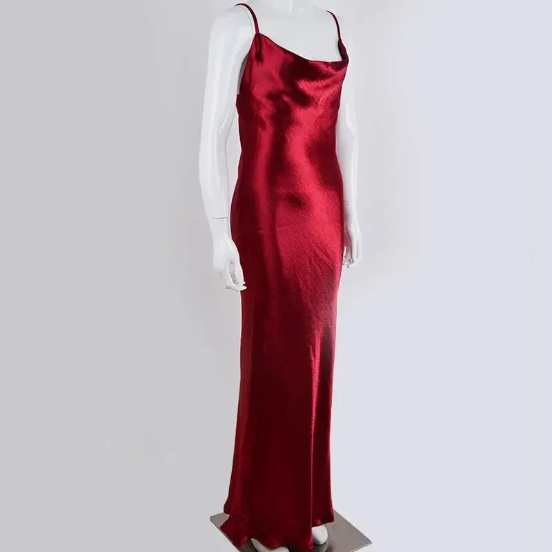 Casual Vintage Satin Midi Summer Dress