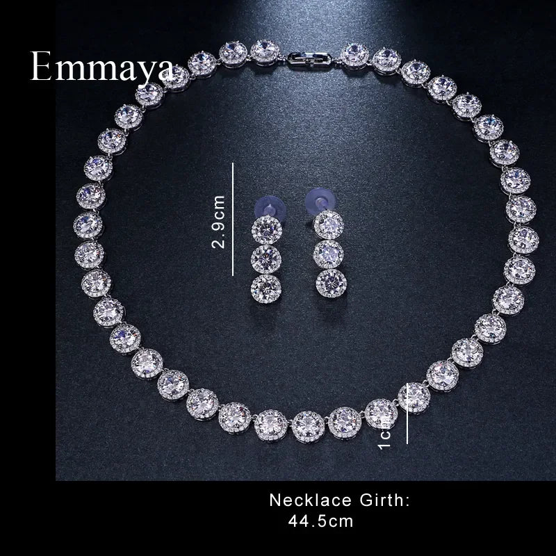 LUX Round White Gold Color AAA Cubic Zircon Jewelry Set