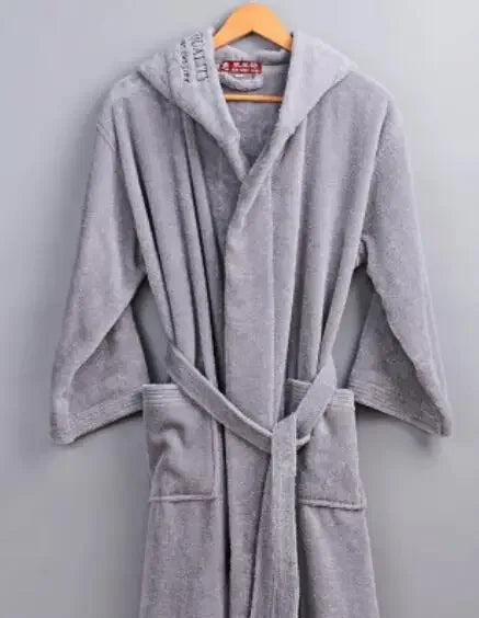 Terry Hooded Embroidery Cotton Bathrobe