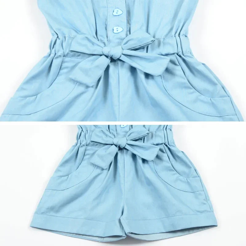 Summer Clothes Sets Toddler Girls Dresses Kids Overall Sleeveless Romper Jumpsuit Playsuit Dress Clothes Size 2-8Y