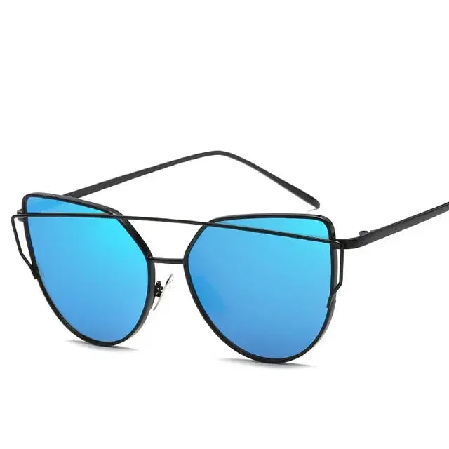 New Fashion Cat Eye Vintage Rose Gold Mirror Woman's Sunglasses Metal Reflective Flat Lens Tourism Sunglasses Multi-color style