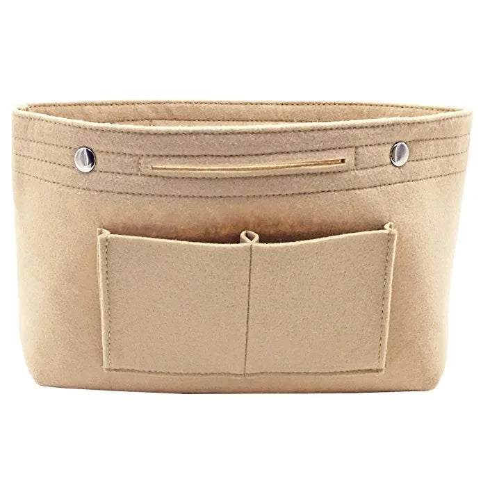 Makeup Storage Organizer,Felt Cloth Insert Cosmetic Bag Multi-pockets Fits in Handbag Cosmetic Toiletry Bag for Travel Organizer
